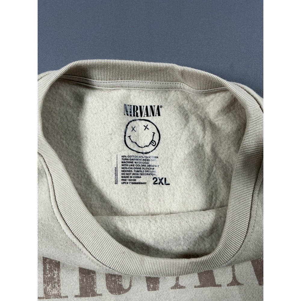 Nirvana In Utero Graphic Sweatshirt Mens 2XL Taupe Beige Crewneck New Grunge 90s - Picture 6 of 8